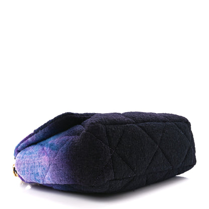 Chanel Wool Tweed Quilted Large Chanel 19 Flap Purple Black Blue 4 of 10