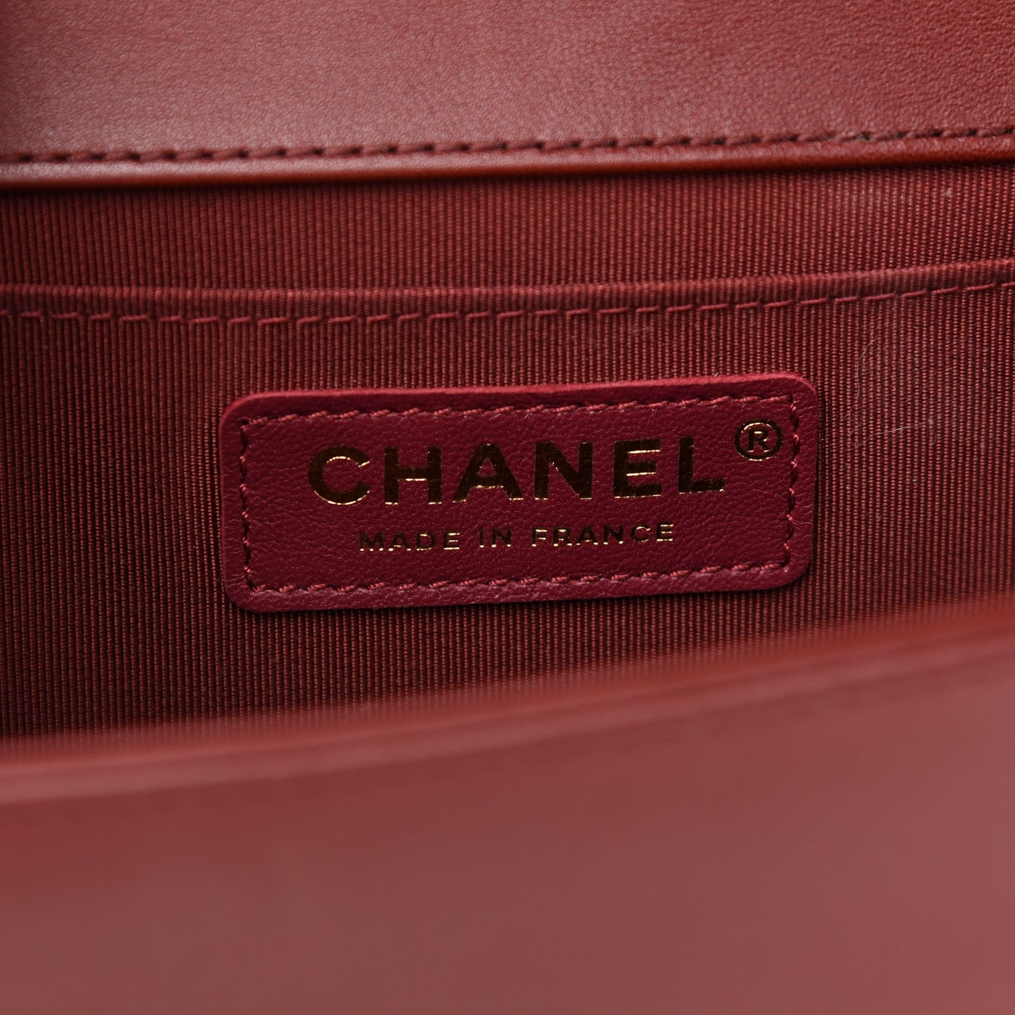 Lambskin Quilted Medium Boy Flap Dark Red
