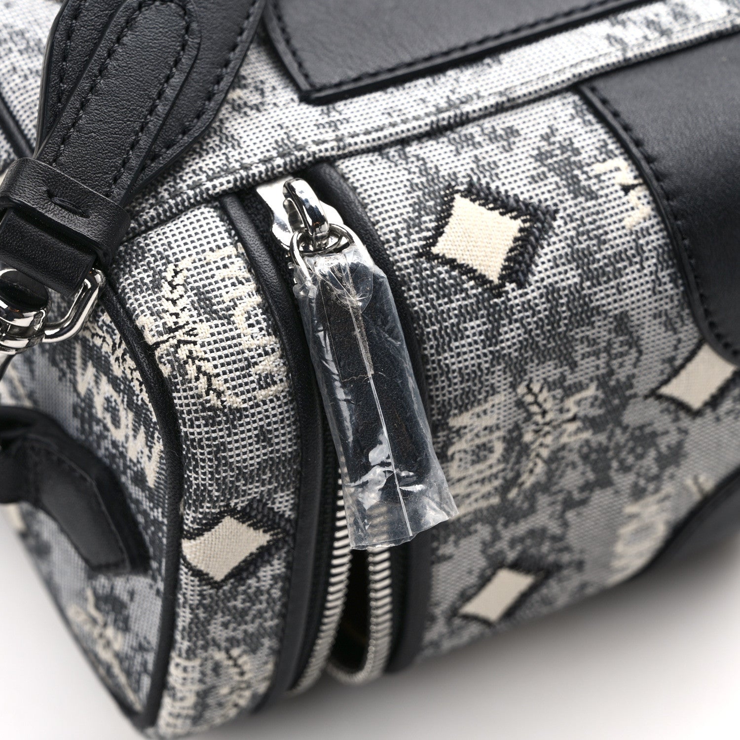 MCM Vintage Jacquard Monogram Rockstar Small Vanity Crossbody Bag Grey 8 of 9