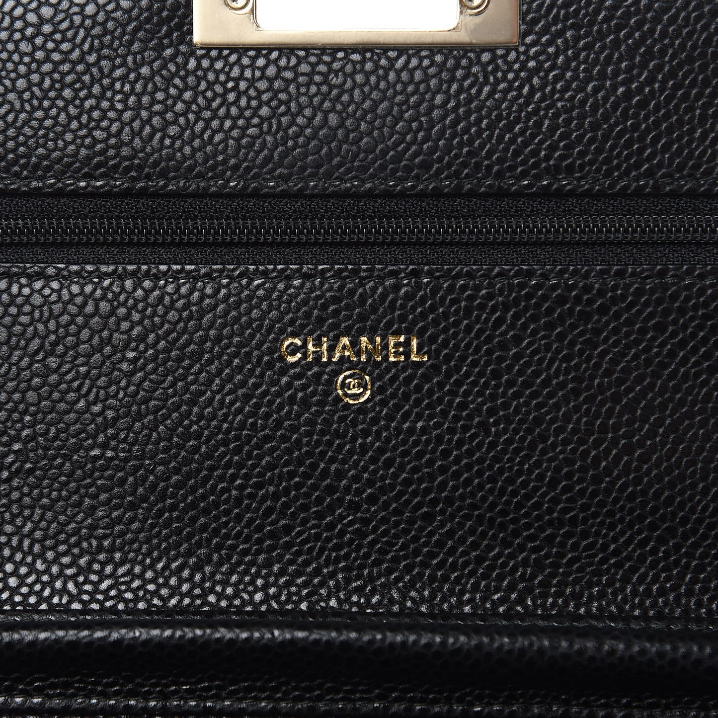 Caviar Quilted Golden Class Wallet On Chain WOC Black