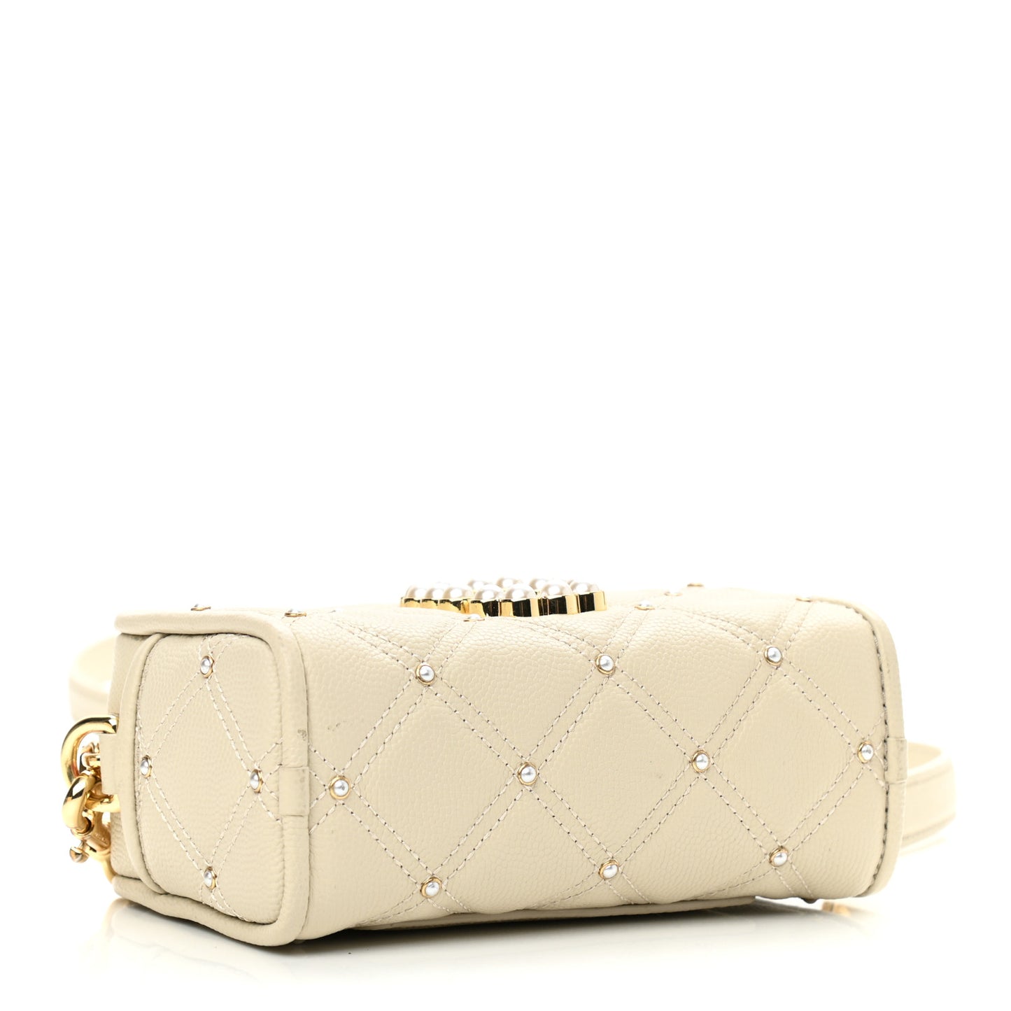 Calfskin Quilted Pearl The Softshot 17 Crossbody Oatmilk