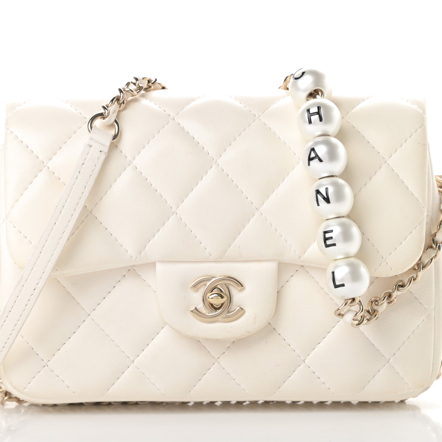 Lambskin Quilted Small My Precious Flap White