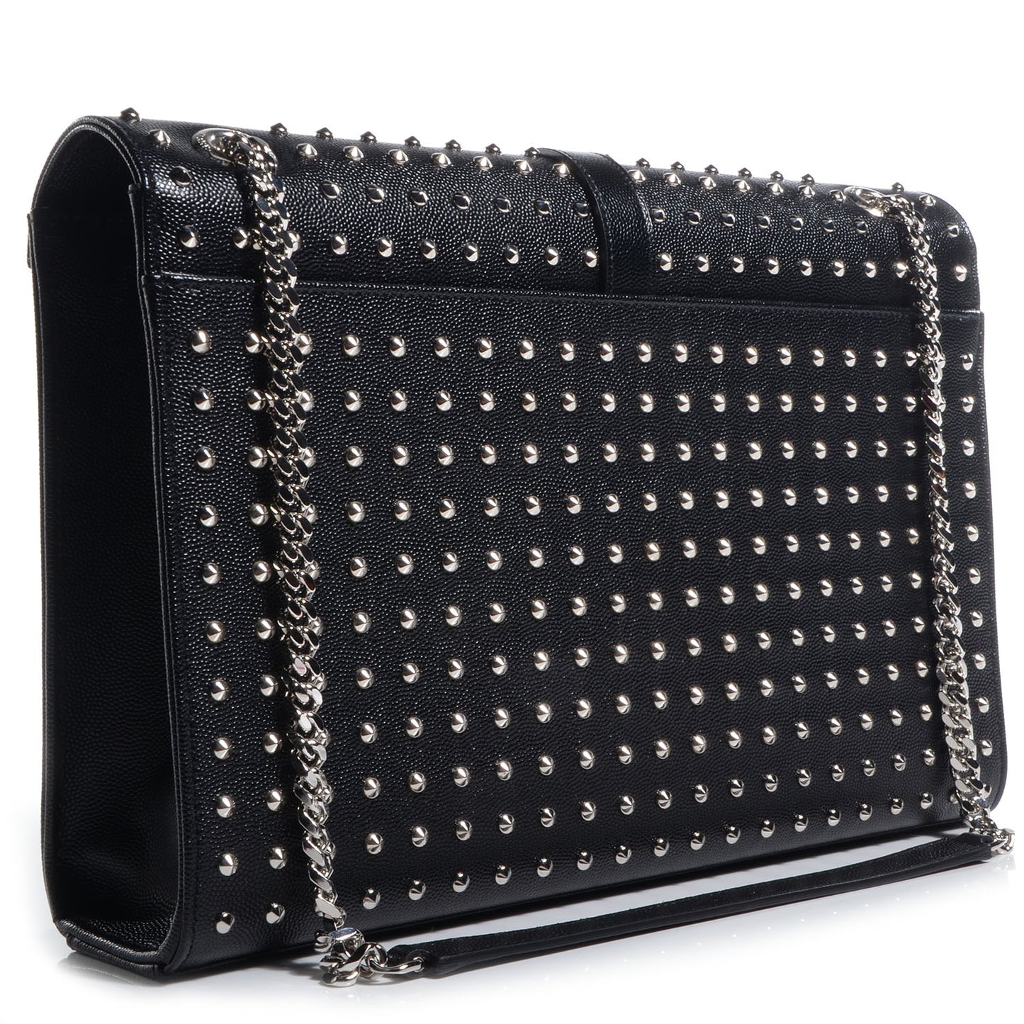 Grain de Poudre Matelasse Studded Large Monogram Satchel Black
