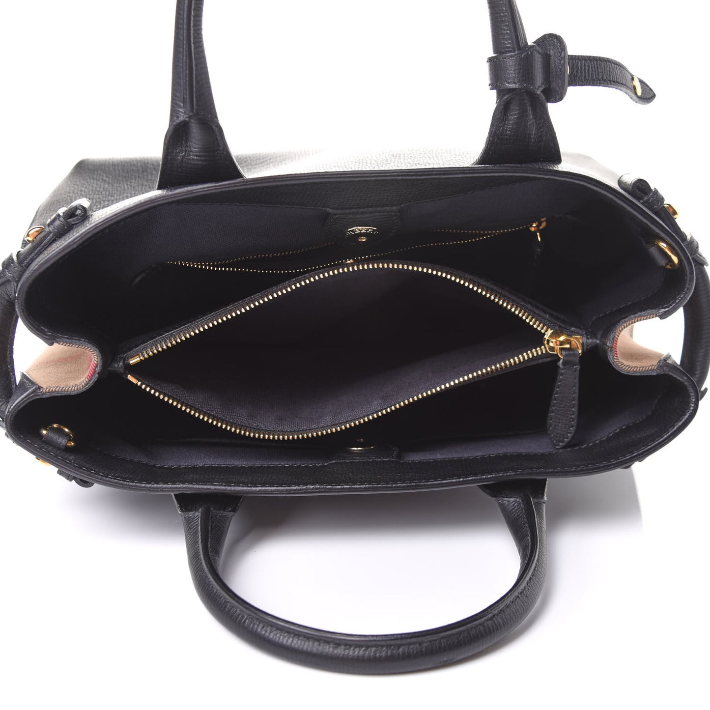 Grainy Calfskin House Check Medium Banner Tote Black