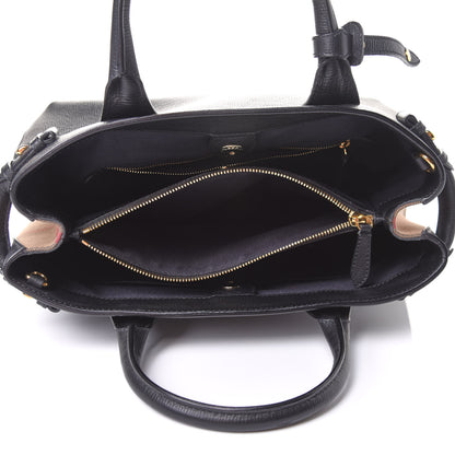 Burberry Grainy Calfskin House Check Medium Banner Tote Black 4 of 12