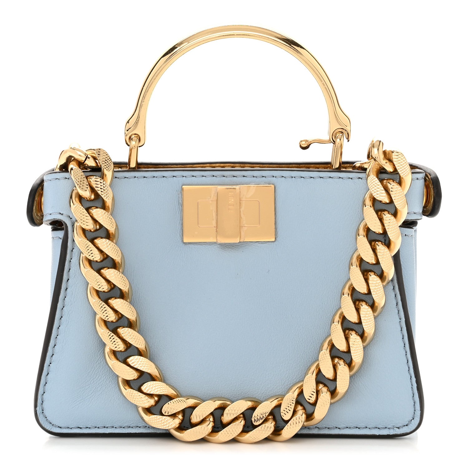 Fendi Nappa Rainbow Inlay Nano Peekaboo Maxi Handle Satchel Azzurro Baby Multicolor 1 of 10