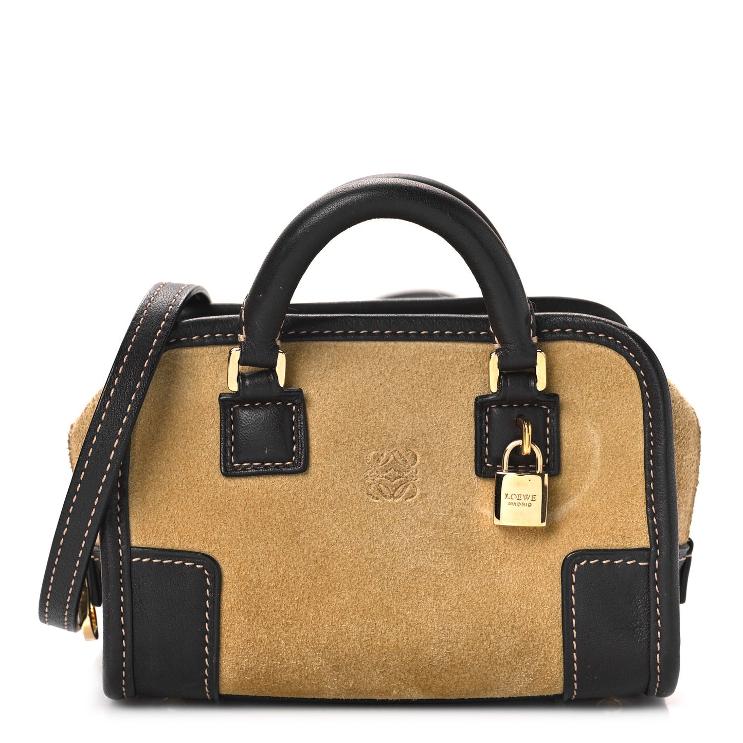 Suede Calfskin Amazona Nano Gold Brown