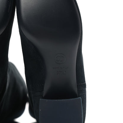 Chanel Suede CC Boots 37.5 Navy Blue 6 of 10