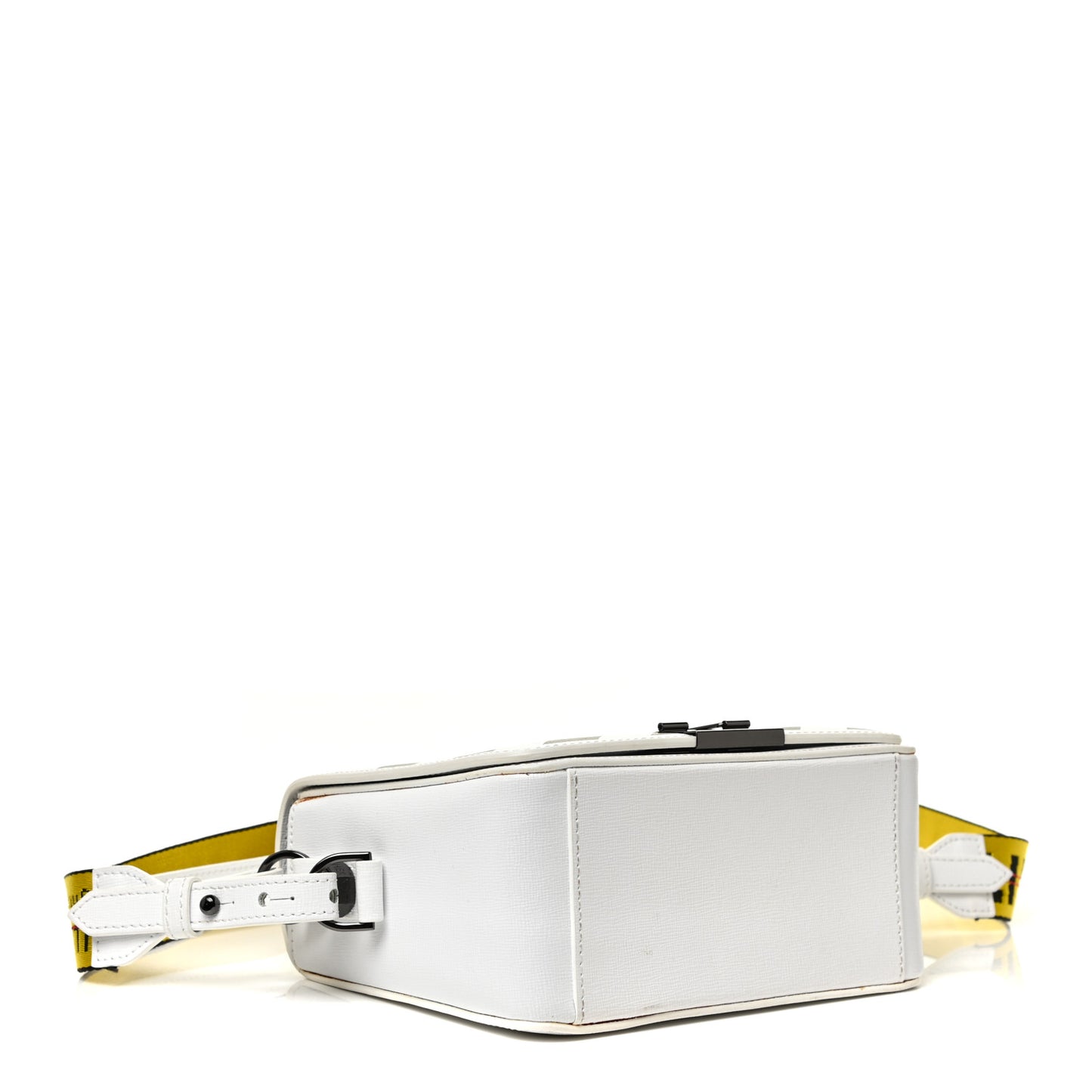 Saffiano Striped Diag Binder Flap Bag White Black