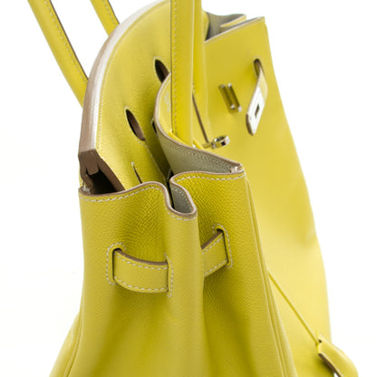 Hermes Epsom Candy Birkin 35 Lime Gris Perle 17 of 24