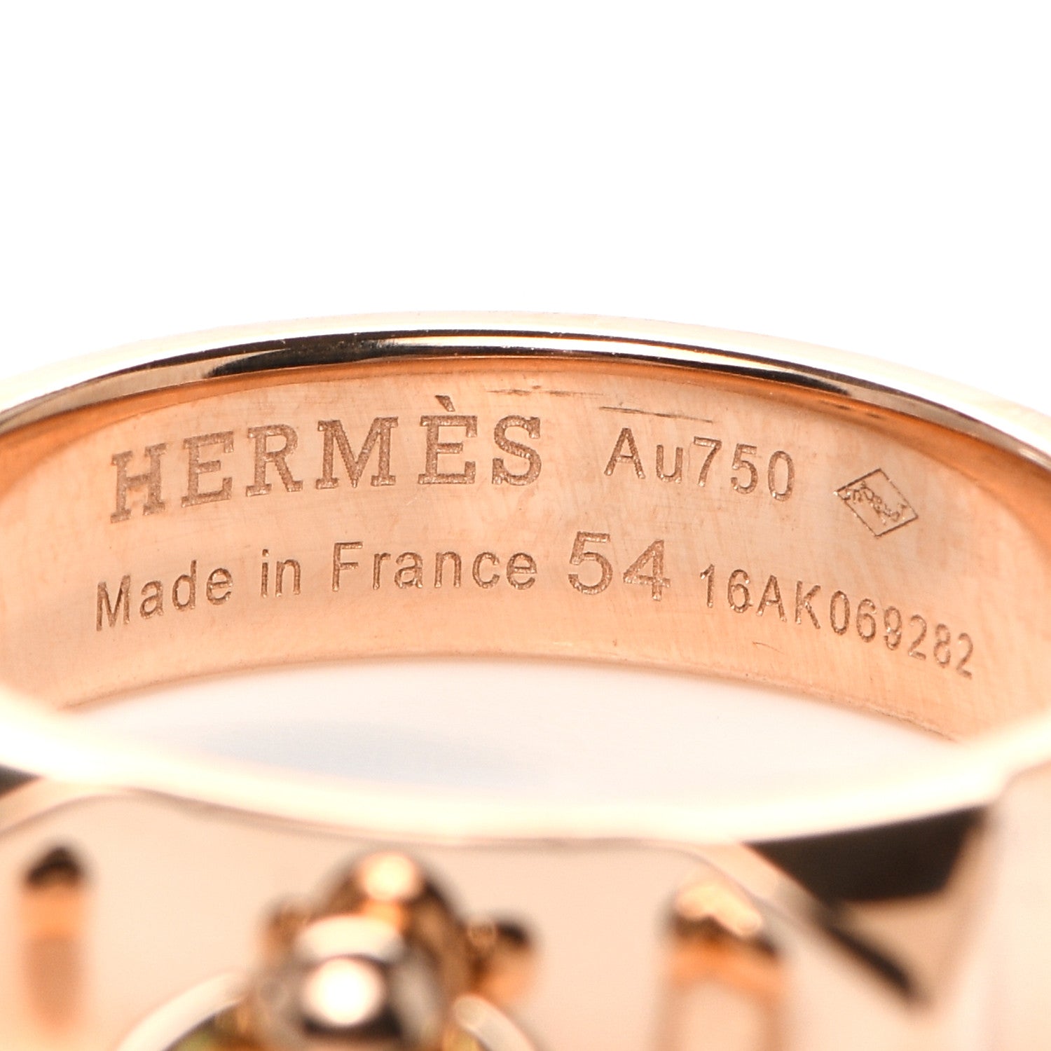 Hermes 18K Rose Gold PM Collier De Chien Ring 54 7 4 of 5