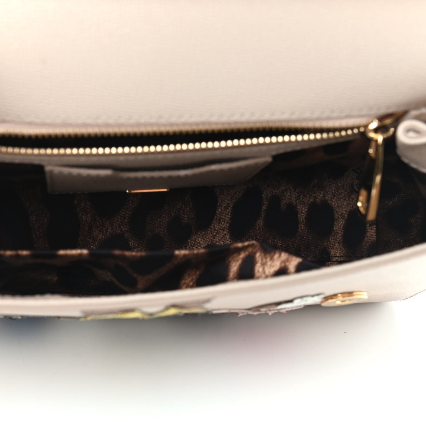 Dauphine Medium DG Family Patch Miss Sicily Satchel Beige