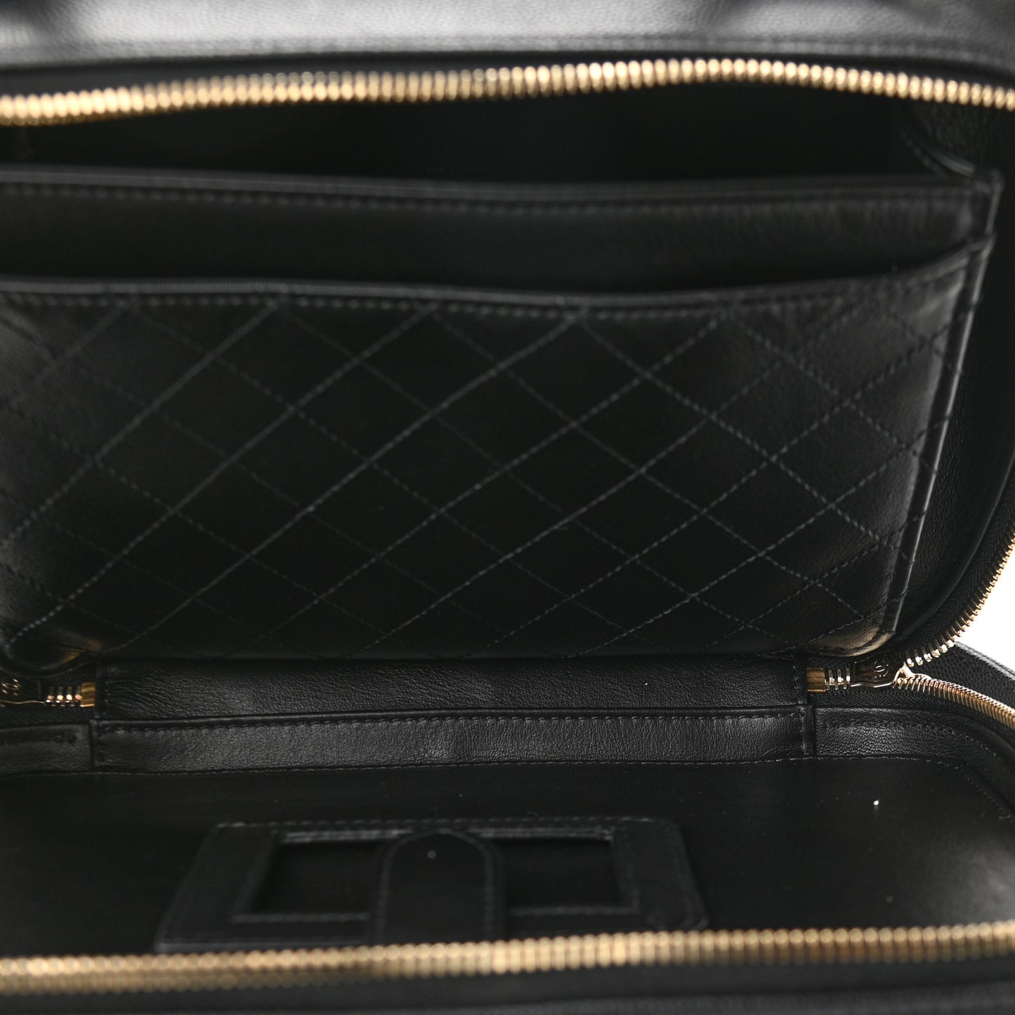 Caviar Quilted Large CC Filigree Vanity Case Black