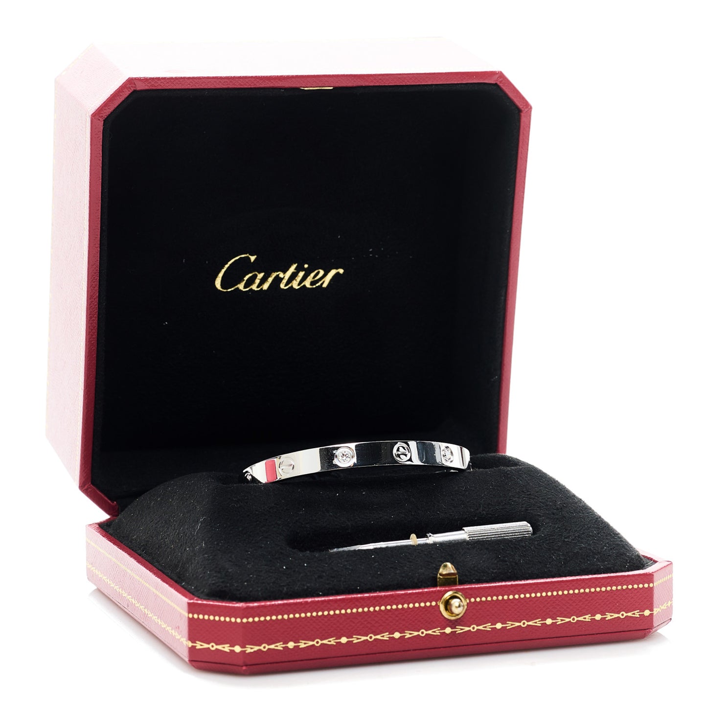 18K White Gold 4 Diamond LOVE Bracelet 17