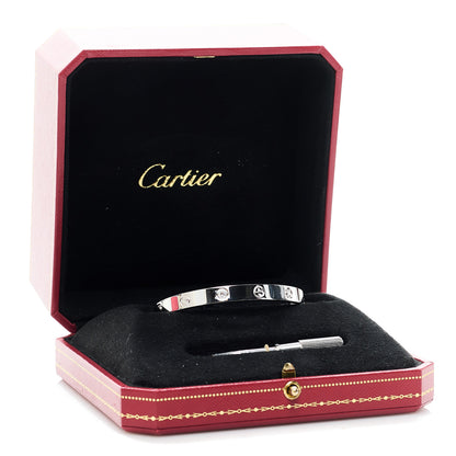 Cartier 18K White Gold 4 Diamond LOVE Bracelet 17 9 of 9