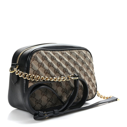Gucci Monogram Matelasse Diagonal Small GG Marmont Chain Shoulder Bag Beige Black 3 of 11