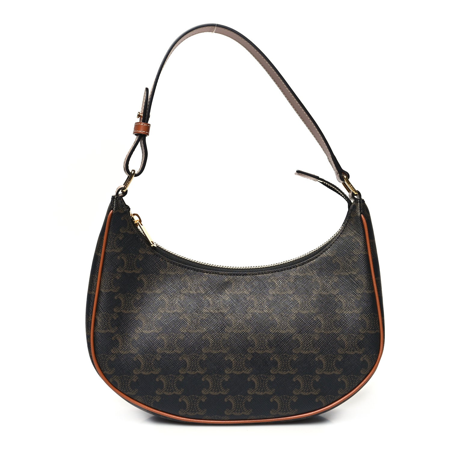 Celine Triomphe Canvas Calfskin Ava Shoulder Bag Tan 1 of 11