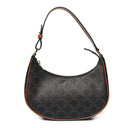 Celine Triomphe Canvas Calfskin Ava Shoulder Bag Tan 1 of 11