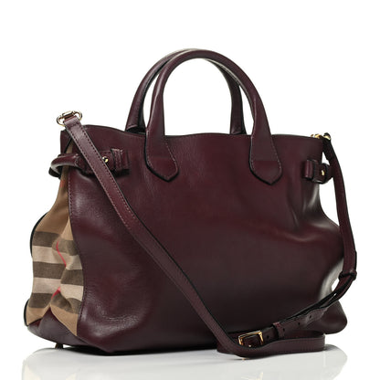 Burberry Smooth Calfskin House Check Medium Banner Tote Deep Claret 4 of 10