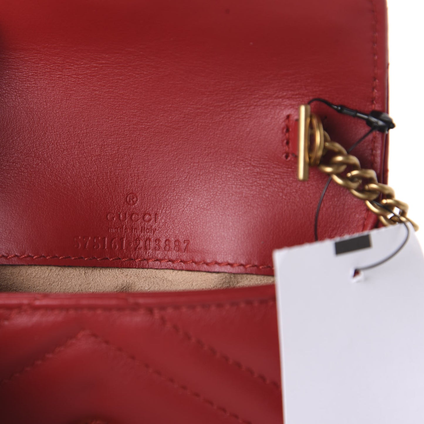 Calfskin Matelasse GG Marmont 2.0 Coin Purse On A Chain Hibiscus Red