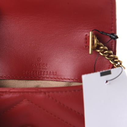 Gucci Calfskin Matelasse GG Marmont 2.0 Coin Purse On A Chain Hibiscus Red 8 of 10