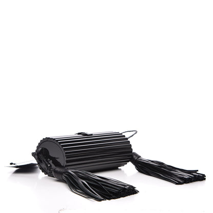 Saint Laurent Ribbed Plexiglass Lambskin Fringe Monogram Opium Box Bag Black 4 of 9