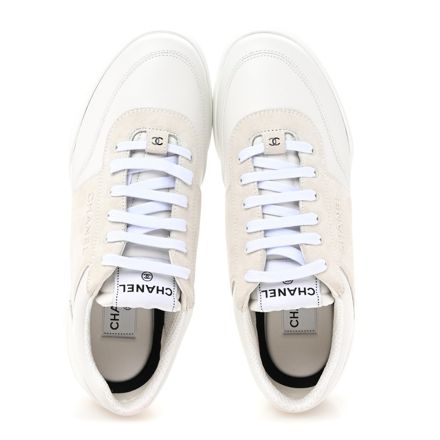 Calfskin Suede Coco Mark Logo Womens Sneakers 40 White