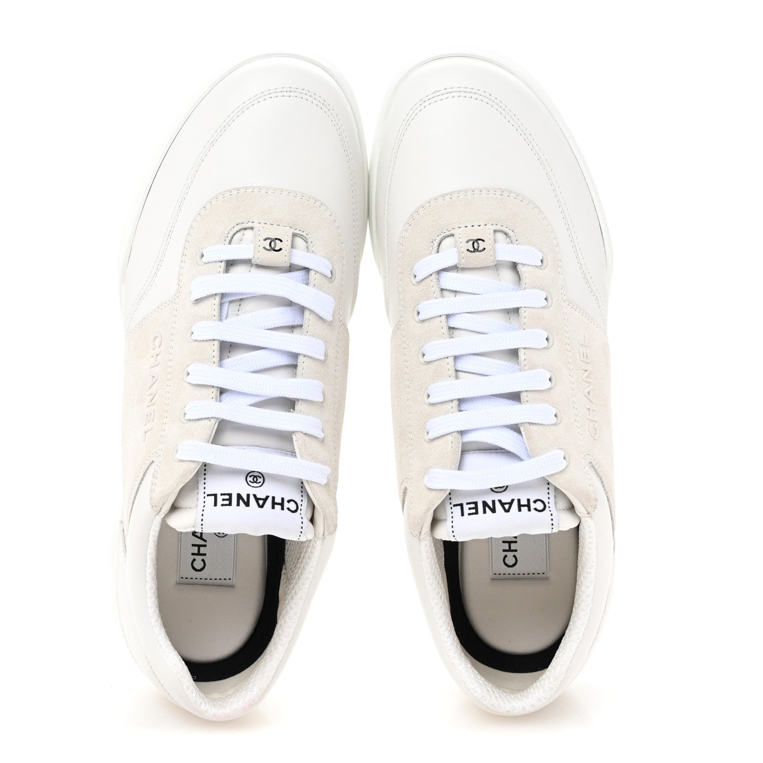 Chanel Calfskin Suede Coco Mark Logo Womens Sneakers 40 White 2 of 12
