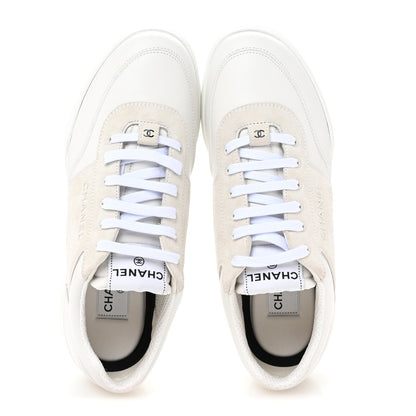Chanel Calfskin Suede Coco Mark Logo Womens Sneakers 40 White 2 of 12