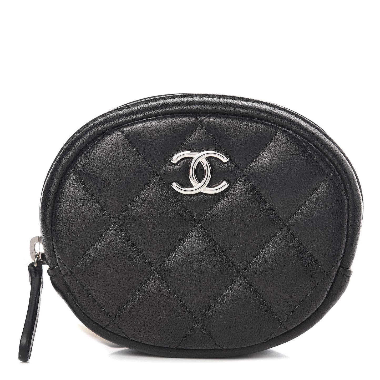 Lambskin Quilted Zip Around Classic Coin Purse Black