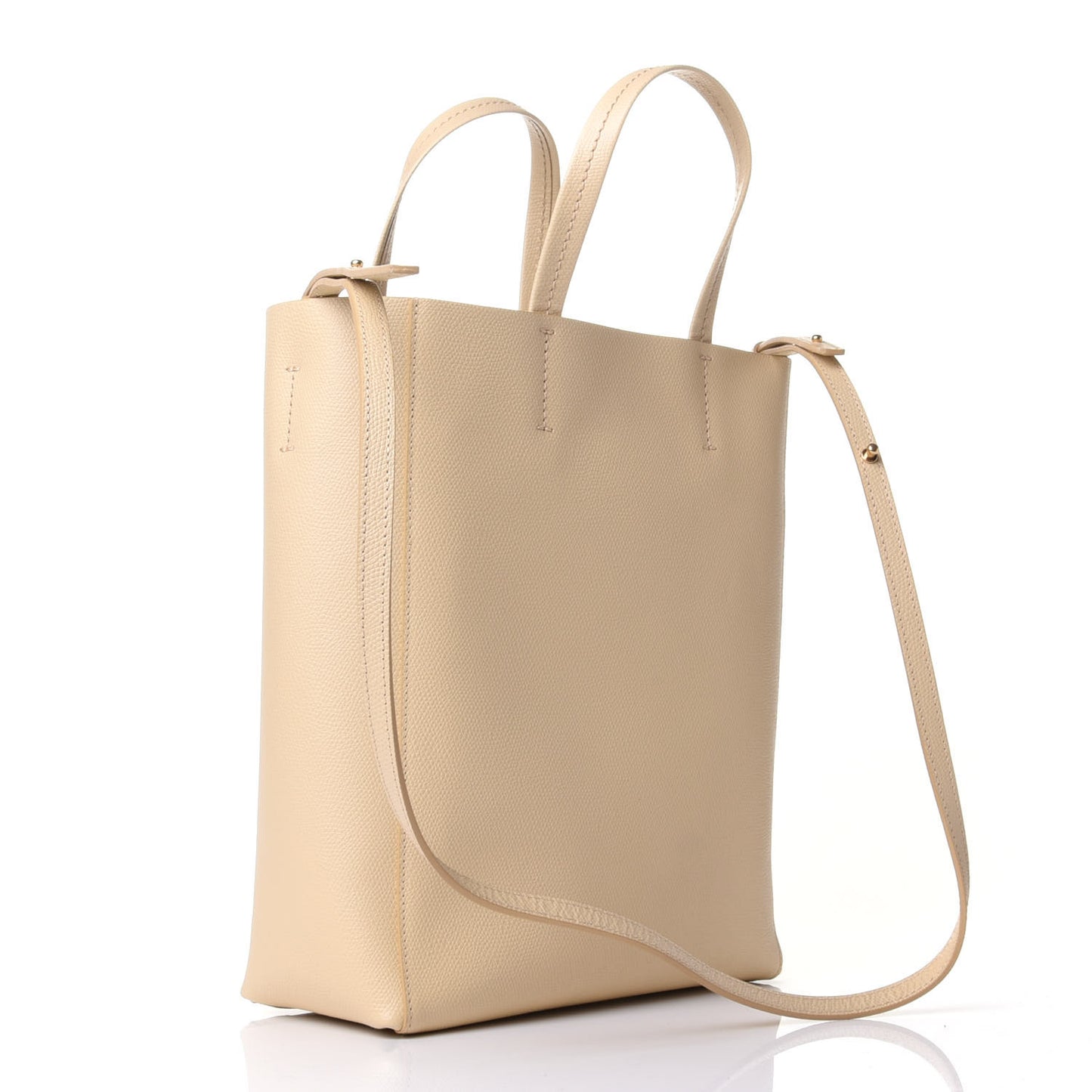 Grained Calfskin Small Vertical Cabas Sand