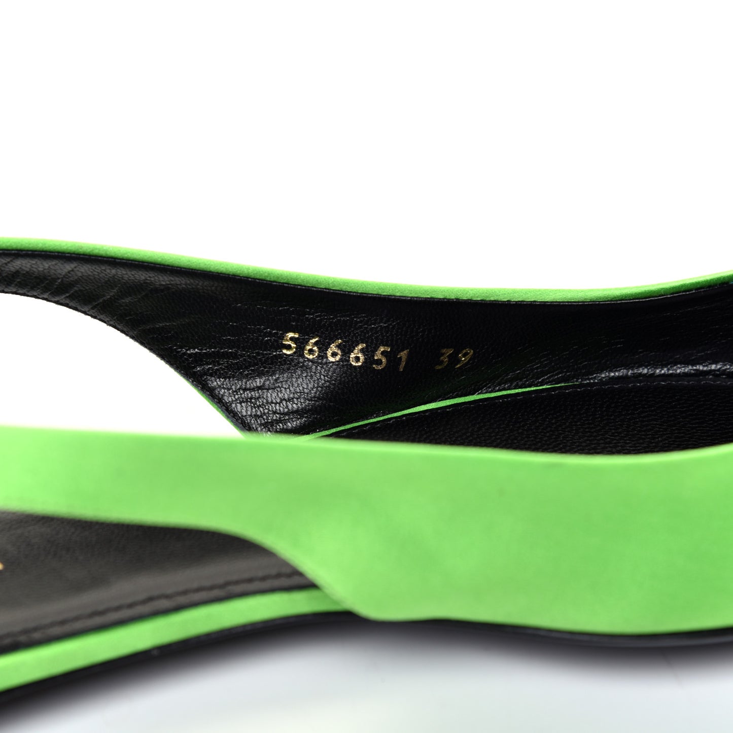Satin BB Knife Pointy Toe Slingback Flats 39 Neon Green