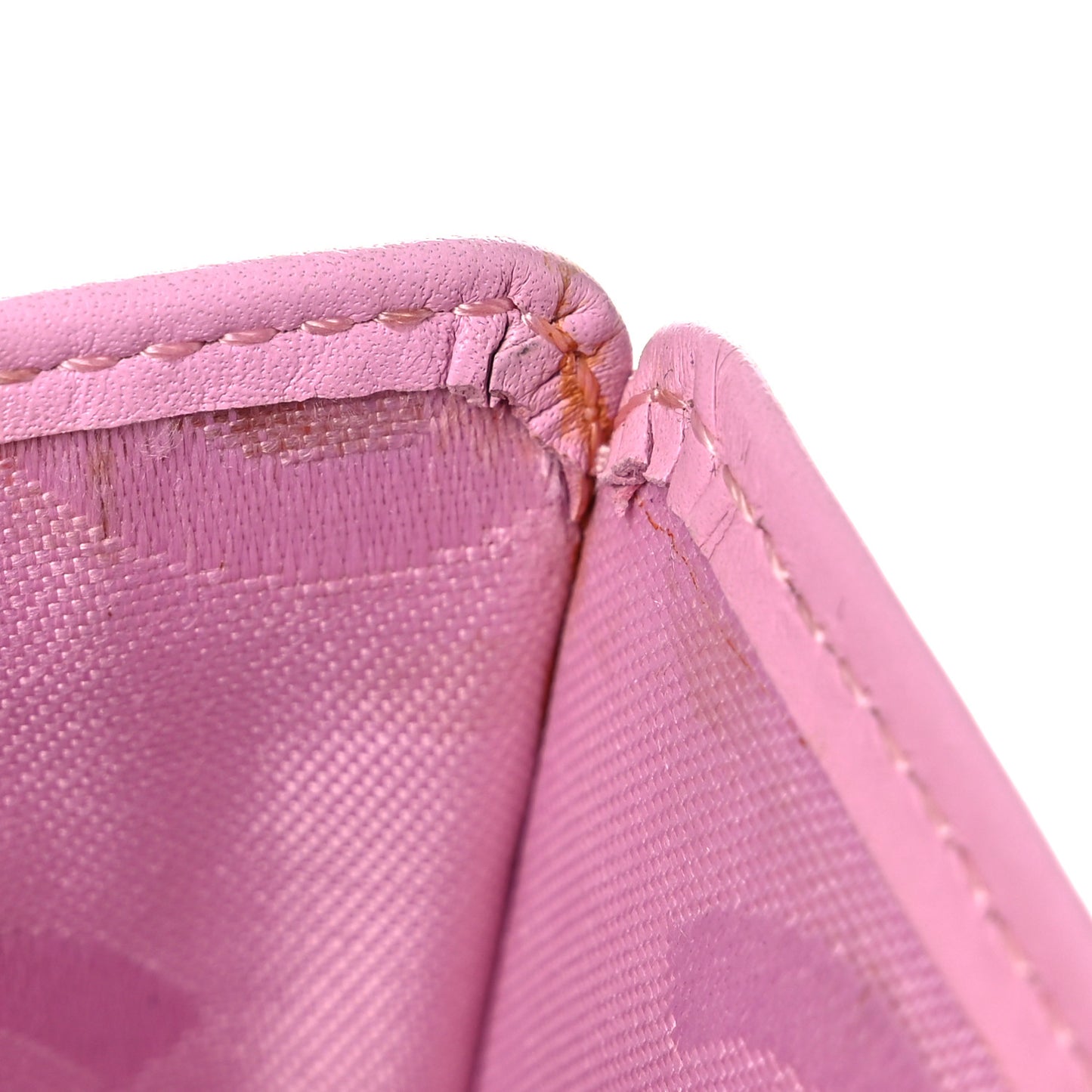 Calfskin Quilted Cambon Card Holder Pink Black