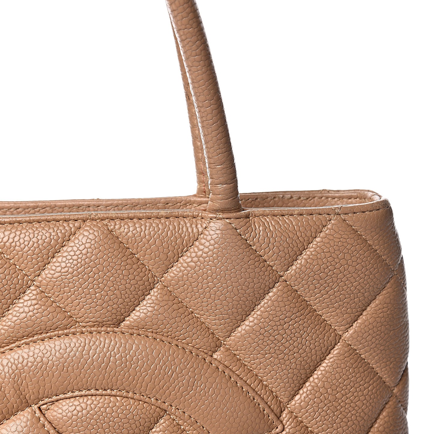 Caviar Quilted Medallion Tote Beige