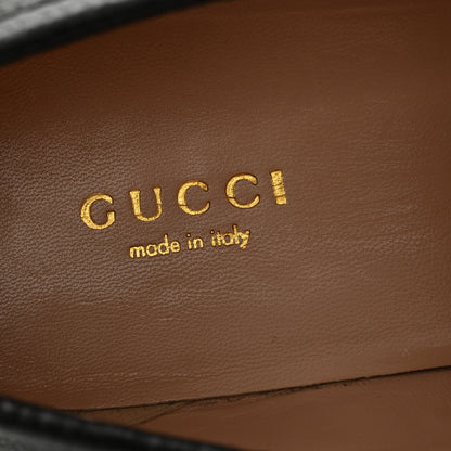 Gucci Piuma Calfskin Embossed Womens Platform Lug Sole Loafers 37.5 Black 6 of 9