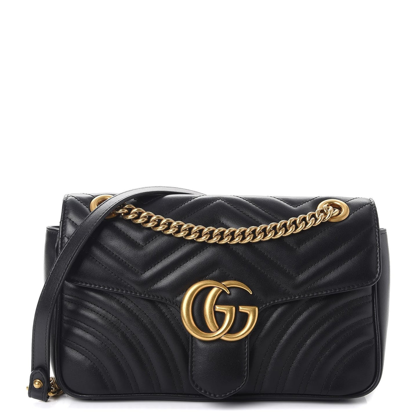Calfskin Matelasse Small GG Marmont Shoulder Bag Black