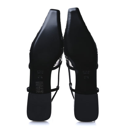 Gucci Tela Retino Kid Scamosciato Crystal GG Monogram Square Demi Ballet Flats 37.5 Black 6 of 8
