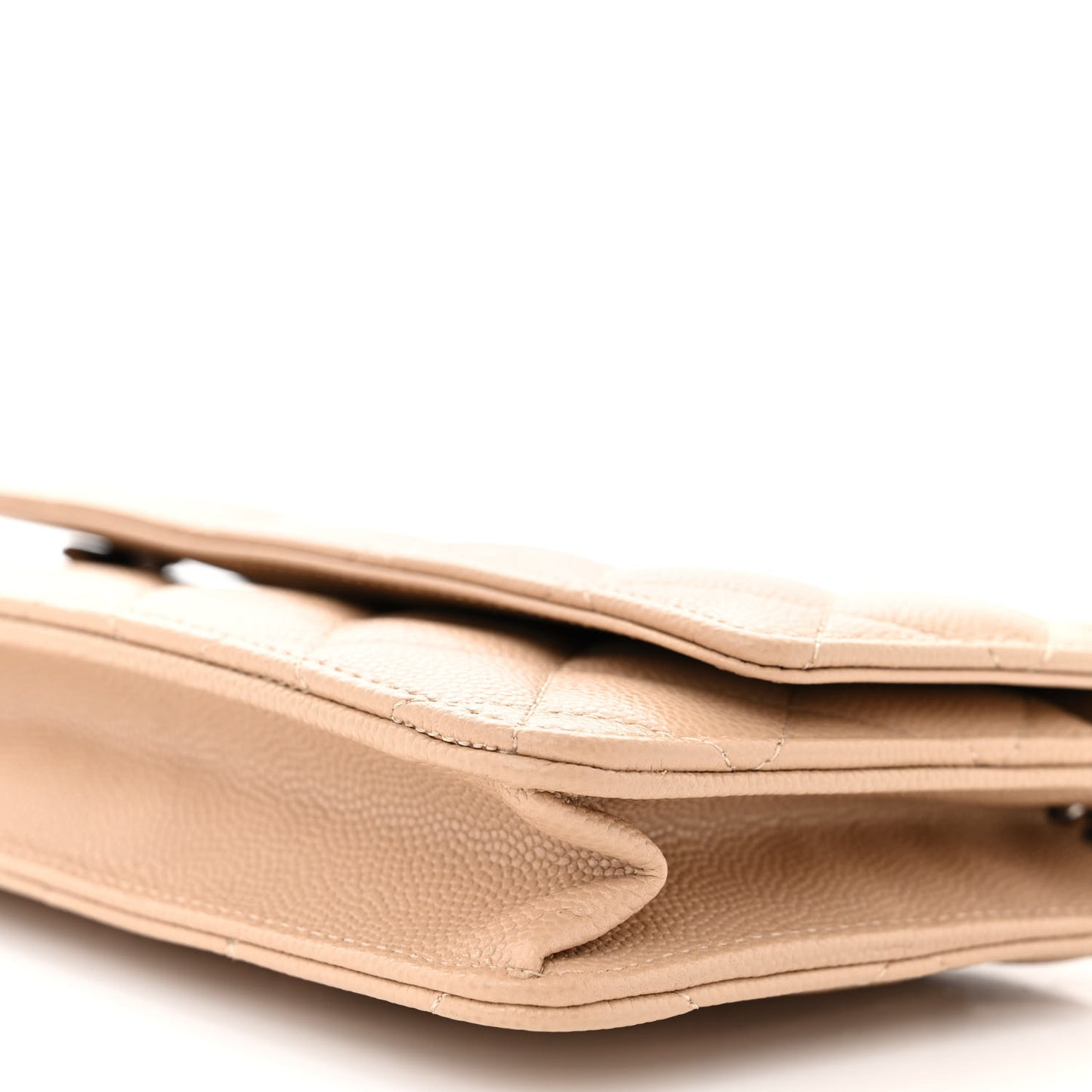Caviar Quilted Wallet on Chain WOC Beige