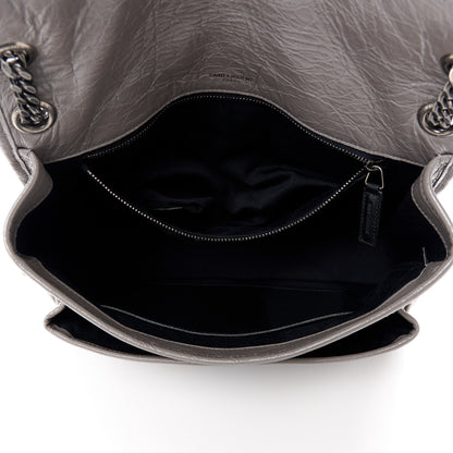 Saint Laurent Crinkled Calfskin Matelasse Monogram Medium Niki Chain Satchel Fog 5 of 11