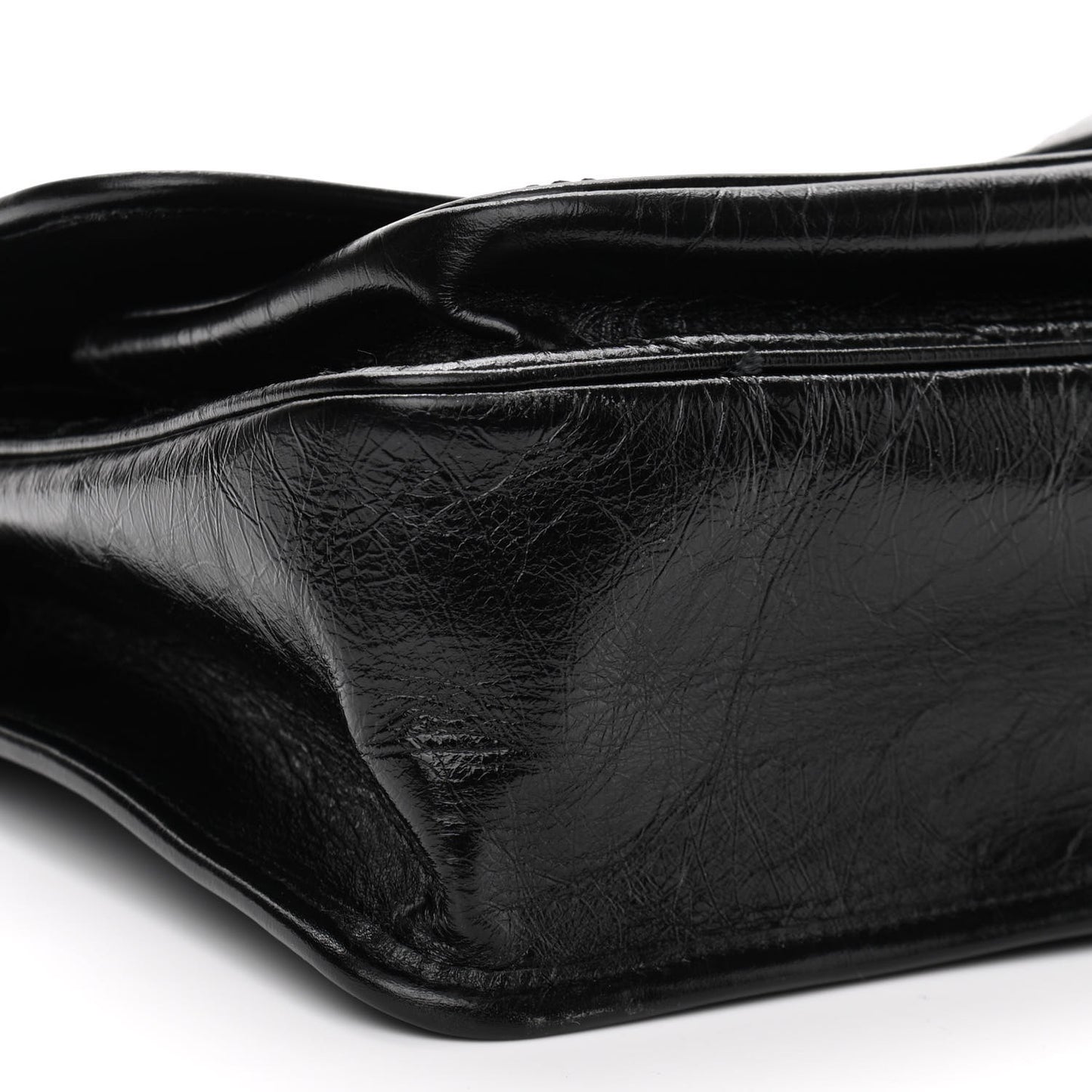 Crinkled Calfskin Matelasse Monogram Medium Niki Chain Satchel Black