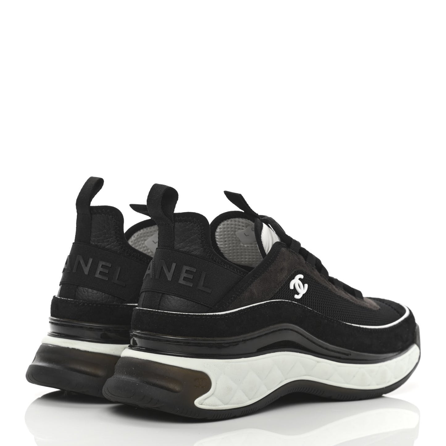 Velvet Calfskin Mixed Fibers CC Sneakers 41 Black