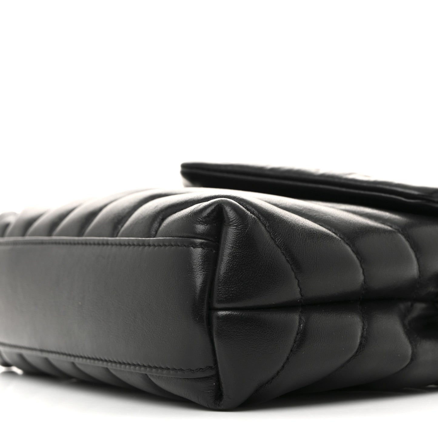 Calfskin Y Quilted Monogram Monochrome Toy Loulou Crossbody Bag Black