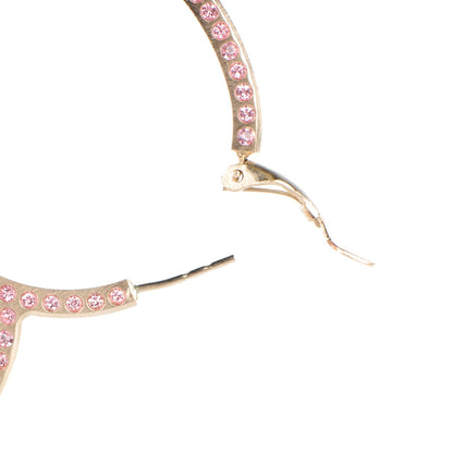 Chanel Swarovski Crystal CC Heart Hoop Earrings Pink 5 of 5