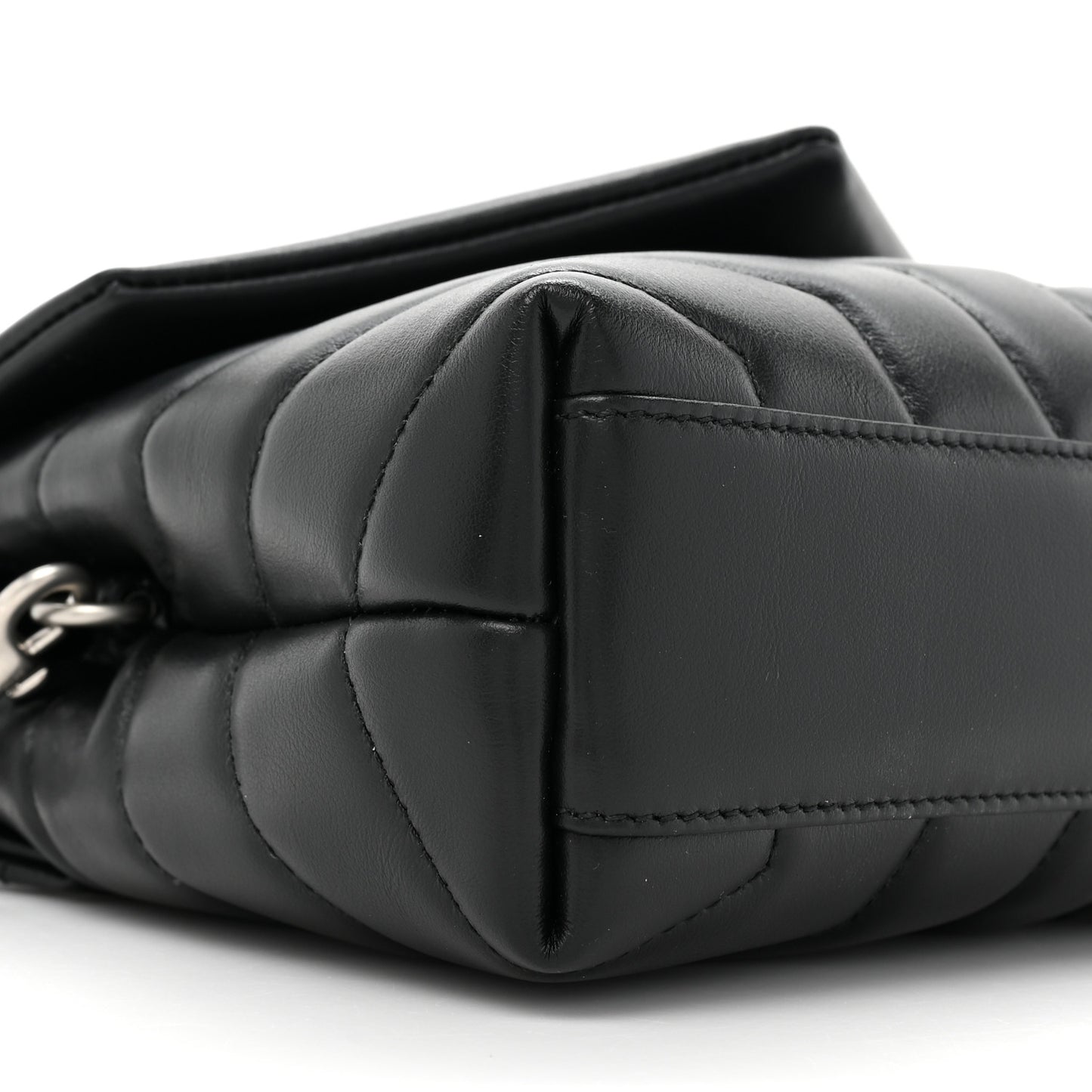 Calfskin Y Quilted Monogram Toy Loulou Crossbody Bag Black