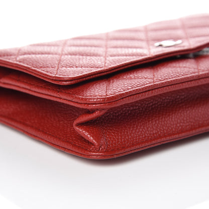 Chanel Caviar Quilted Wallet on Chain WOC Red 5 of 10