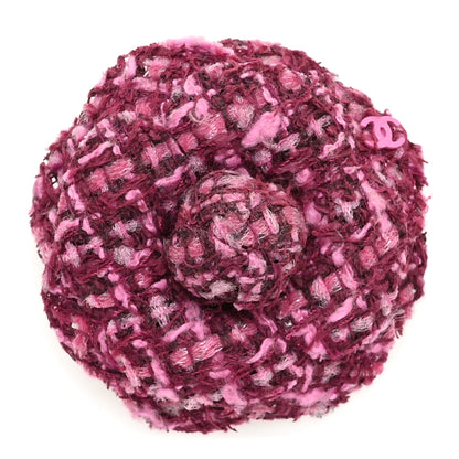 Chanel Tweed Camellia Pin Brooch Pink 1 of 3