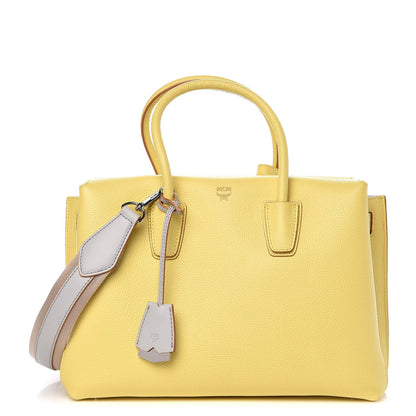 MCM Grained Calfskin Medium Milla Tote Yellow 1 of 13