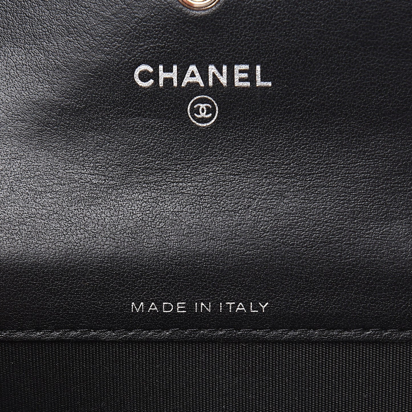Goatskin Camellia Embossed Flap Card Holder Wallet Black
