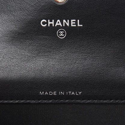 Chanel Goatskin Camellia Embossed Flap Card Holder Wallet Black 9 of 12