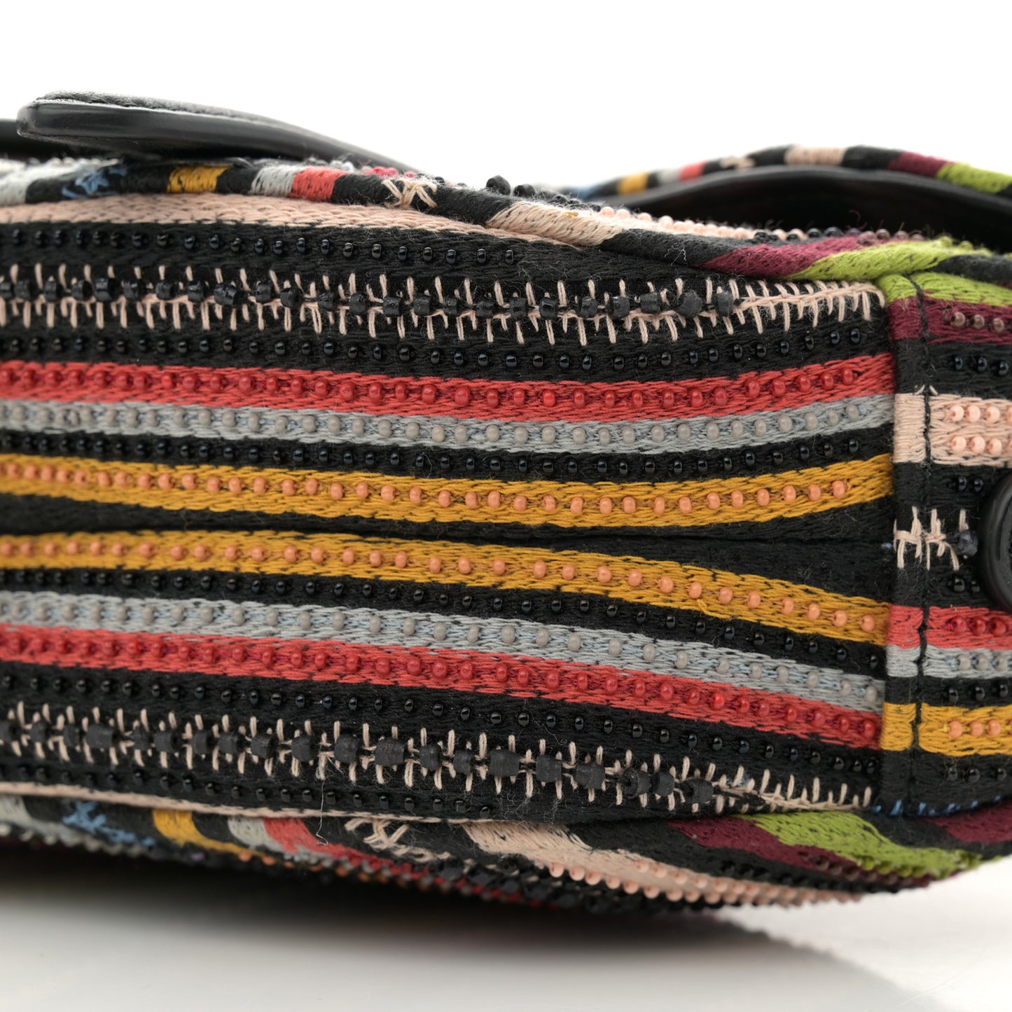 Canvas Embroidered Mini Saddle Bag Multicolor